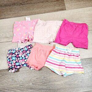6 pc. Lot 0-3 Months Girls Shorts